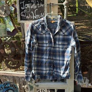 American Eagle Blue Plaid flannel Shirt snap closure